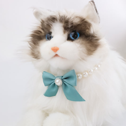 Butterfly Knot Pearl Pet Necklace – Elegant Jewelry Collar for Dogs & Cats