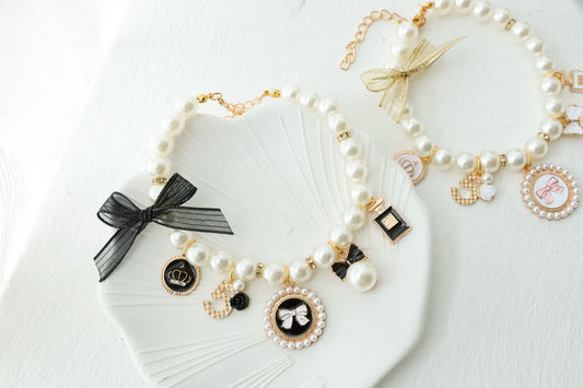 Elegant Chanel-Style Pet Necklace – Luxury Pearl Collar for Dogs & Cats