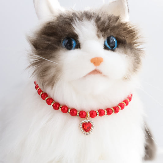 Heart-Shaped Rhinestone Pearl Necklace