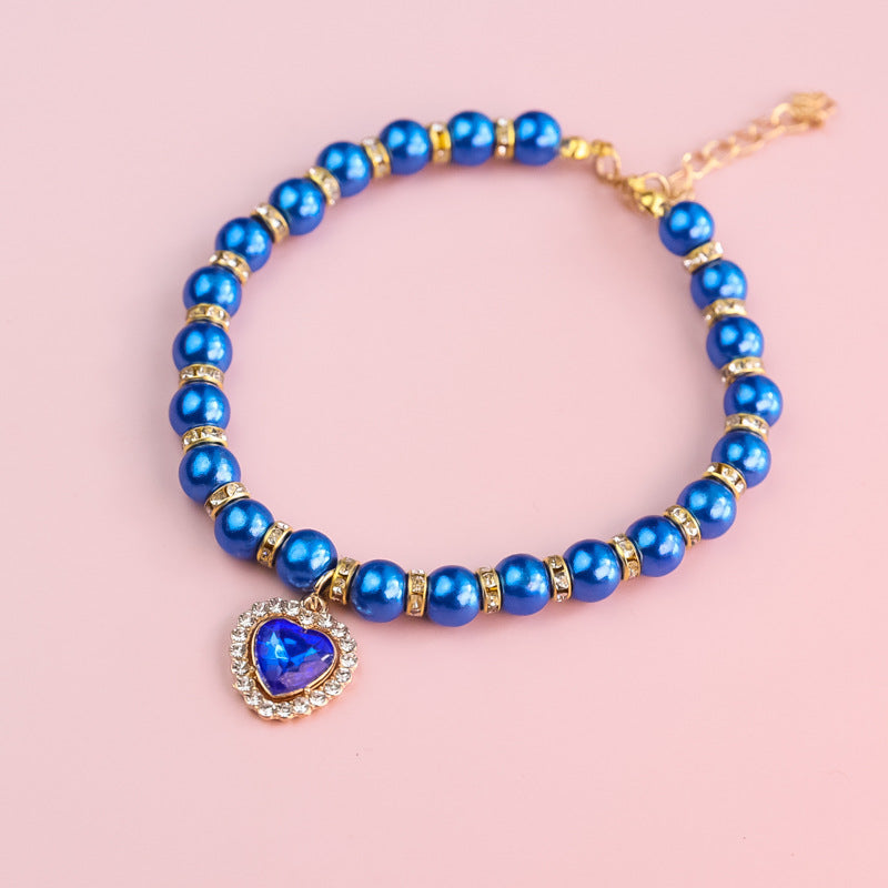 Heart-Shaped Rhinestone Pearl Necklace
