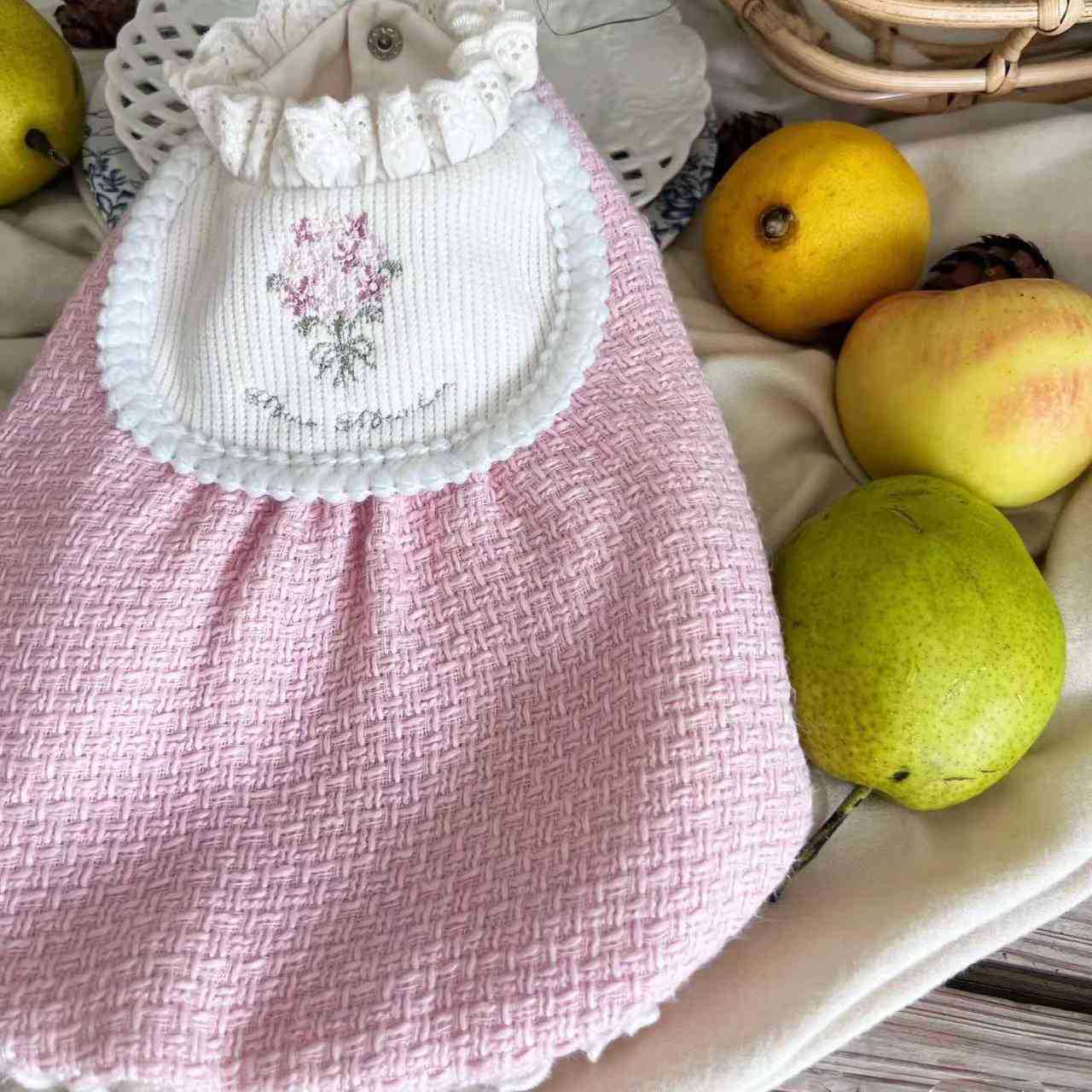 Pink Chanel-Style Sleeveless Pet Dress