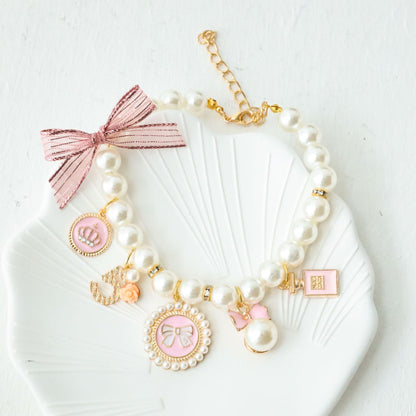 Elegant Chanel-Style Pet Necklace – Luxury Pearl Collar for Dogs & Cats