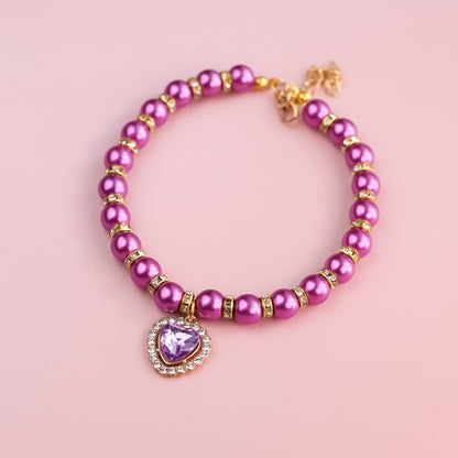 Heart-Shaped Rhinestone Pearl Necklace
